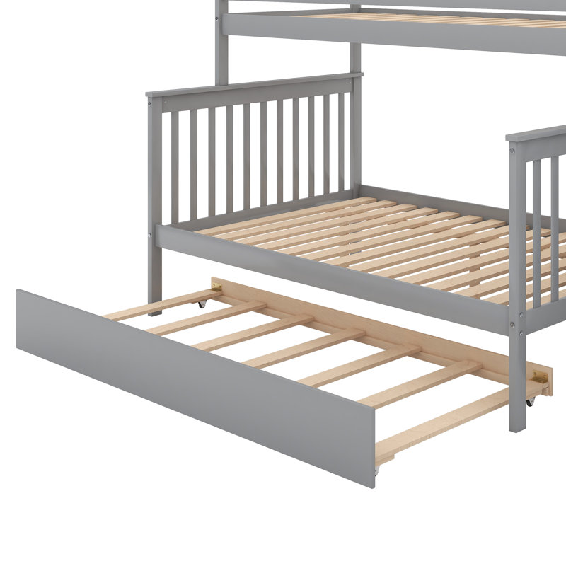 Harriet Bee Hazzard Twin over Full Solid Wood Standard Bunk Bed with Staircase and Trundle by Harriet Bee Reviews Wayfair